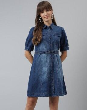 spread collar a-line dress