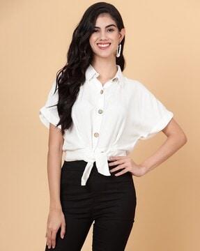 spread collar button-down shirt