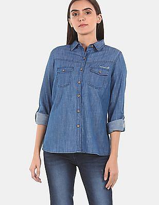 spread collar chambray shirt