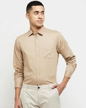 spread collar cotton shirt