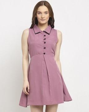 spread collar fit & flare dress