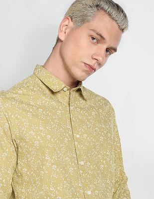 spread collar floral print casual shirt