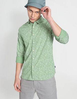 spread collar floral print casual shirt