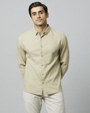 spread-collar full sleeves shirt