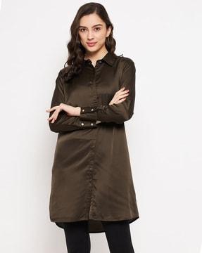 spread collar longline shirt