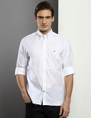 spread collar pinpoint oxford solid shirt