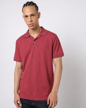 spread collar pique polo t-shirt