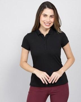 spread-collar polo t-shirt