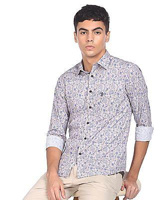 spread collar printed casual shirt