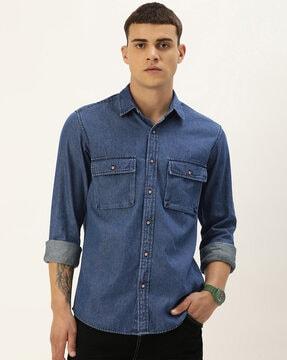 spread-collar regular fit shirt