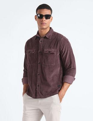 spread collar relaxed corduroy shirt