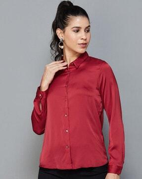 spread collar shirt with full sleeves