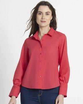 spread-collar shirt with full sleeves