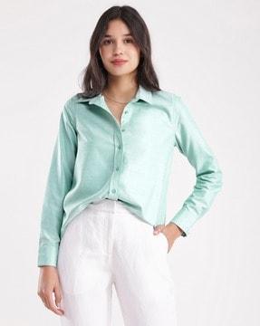 spread collar shirt with full sleeves