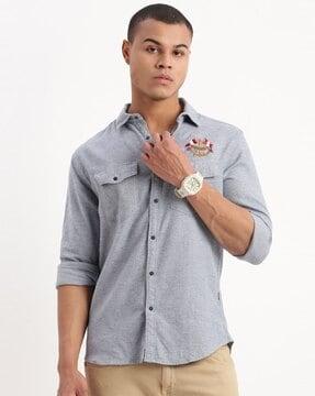 spread collar shirt with full sleeves