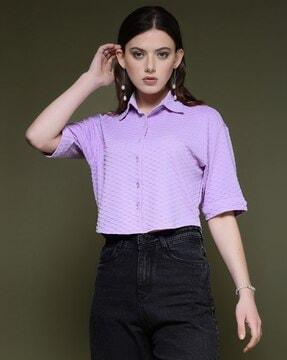 spread-collar shirt with short sleeves