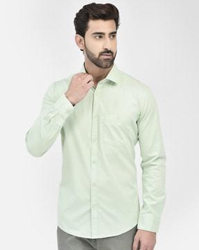 spread collar slim fit shirt with full sleeves