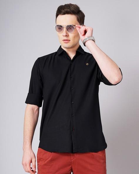 spread-collar slim fit shirt