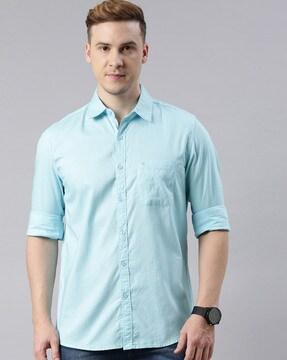 spread-collar slim fit shirt