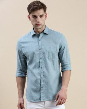 spread-collar slim fit shirt