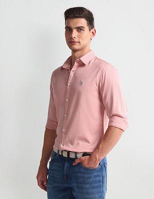 spread collar slim fit shirt