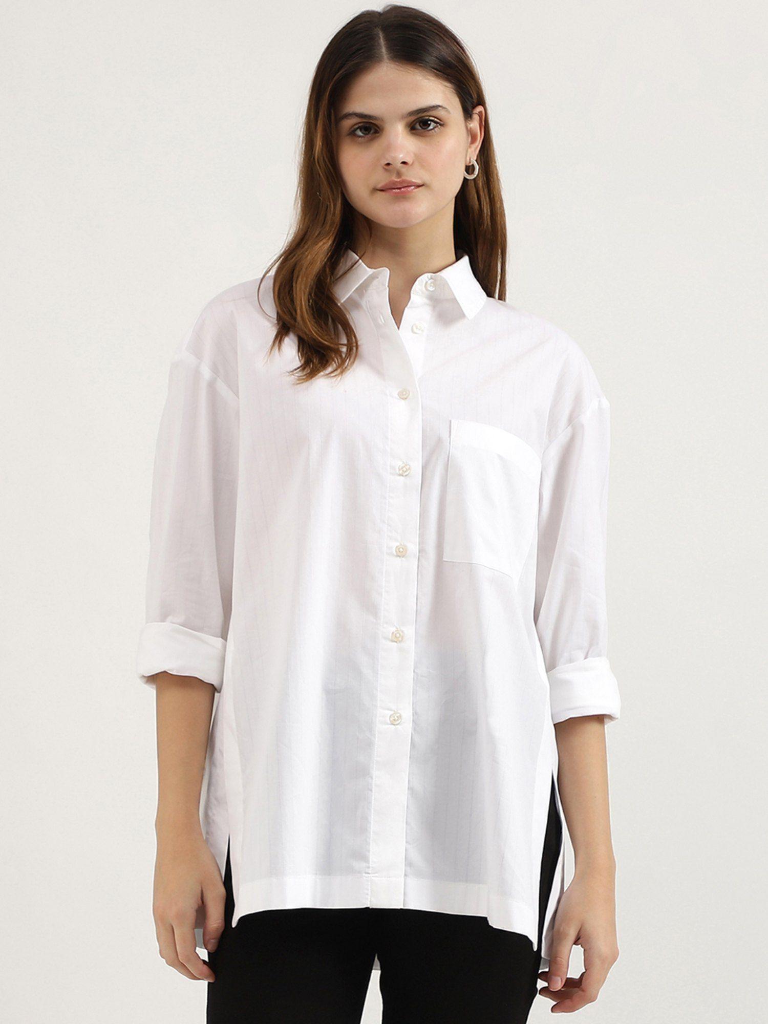 spread collar striped shirt