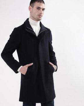 spread-collar trench coat with insert pockets
