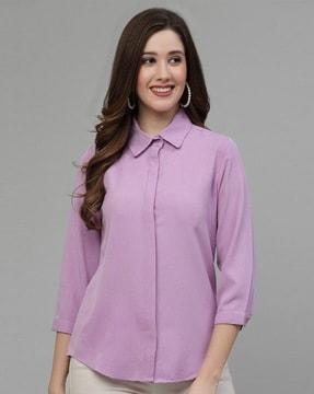 spread-collar tunic shirt