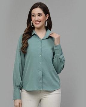 spread-collar tunic shirt