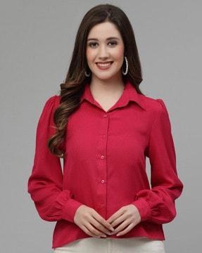 spread-collar tunic shirt