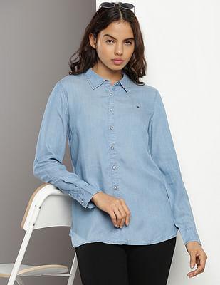 spread collar washed shirt