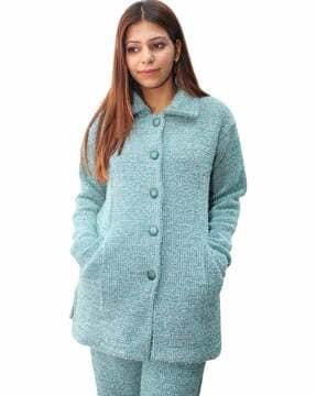 spread collared woolen coat