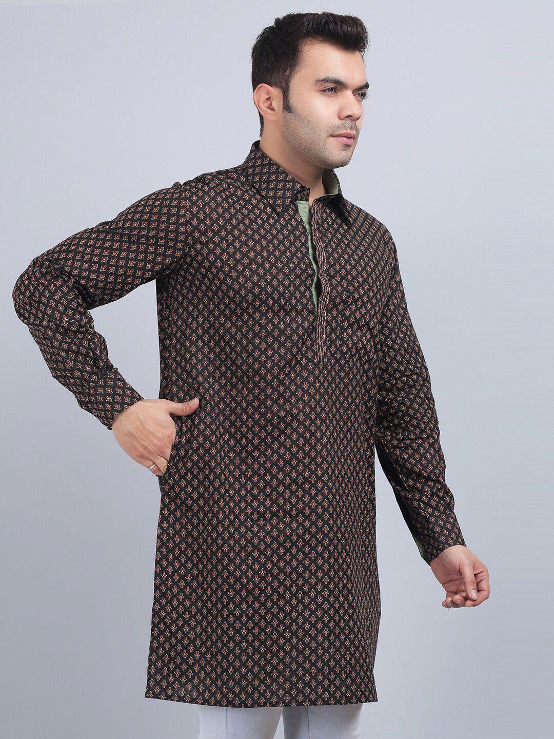 spring soul geometric printed shirt collar cotton straight kurta