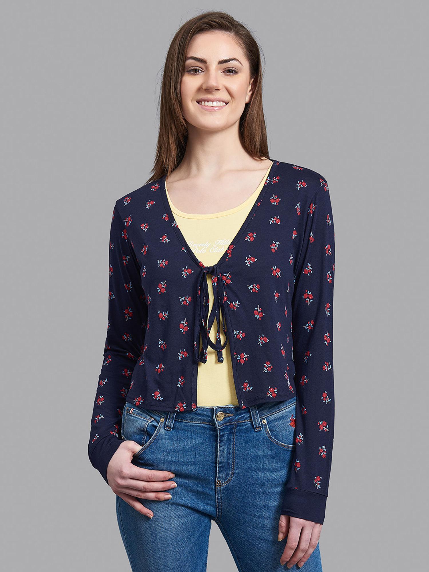 spring in bloom tie front crop cardigan