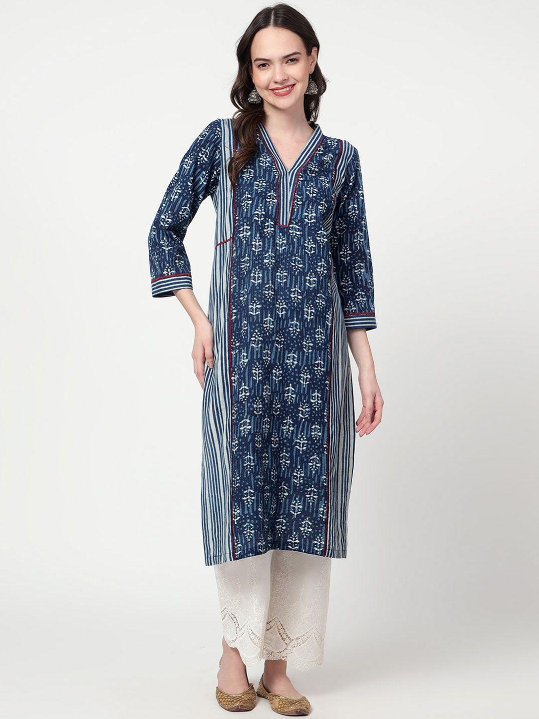 spring soul abstract printed pure cotton straight kurta