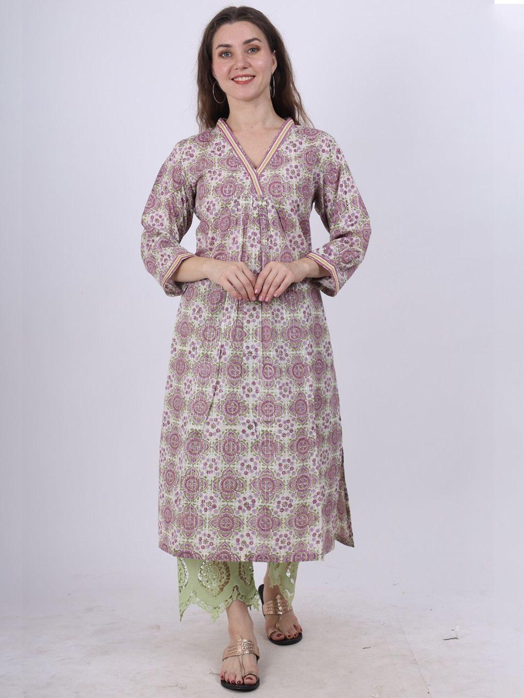 spring soul ethnic motifs printed cotton kurta