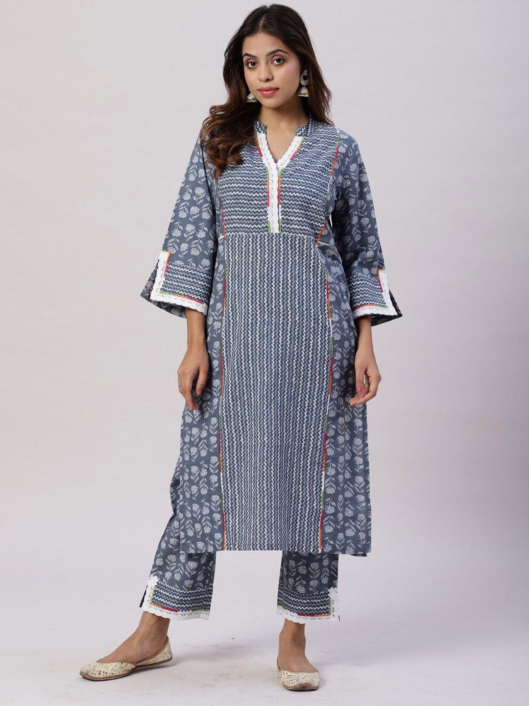 spring soul floral printed pure cotton kurta with trousers