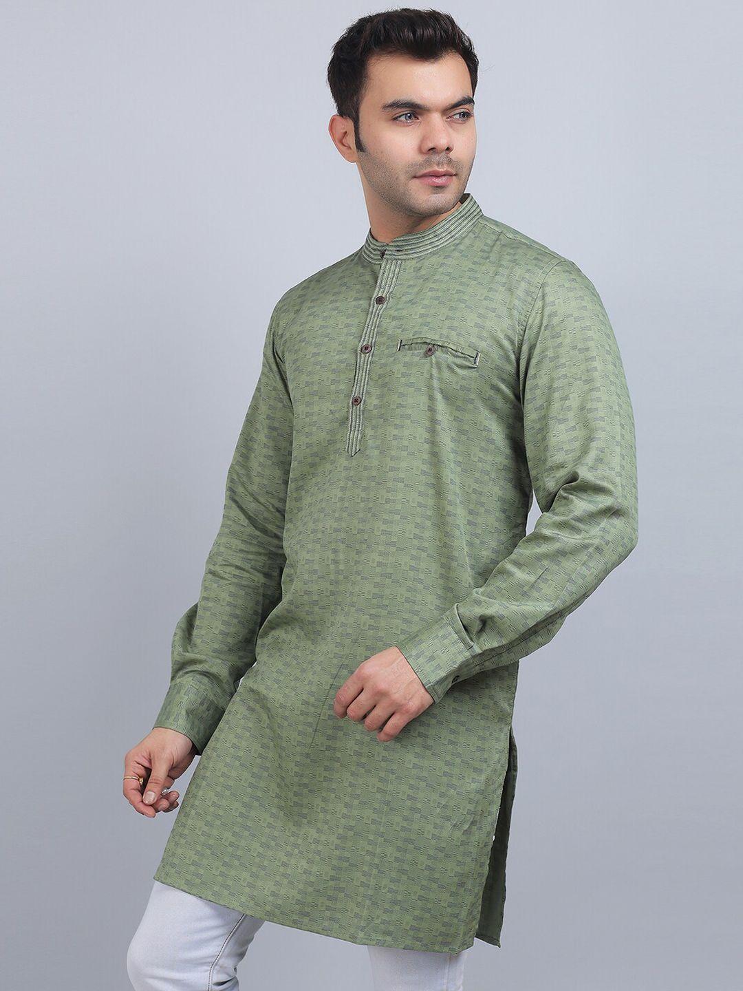 spring soul geometric printed band collar cotton straight kurta