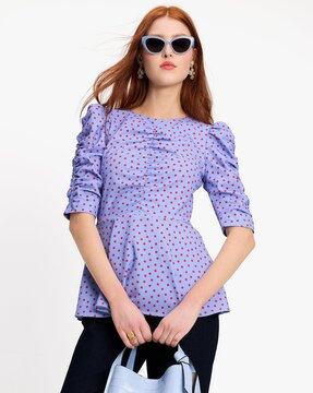spring time dot ruched top