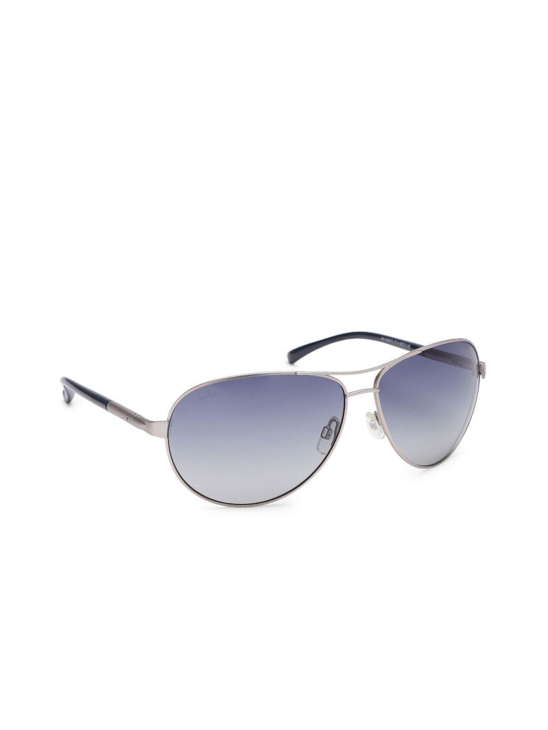 sprint men blue lens & steel-toned aviator sunglasses with polarised lens 12058 pl tt c1 s
