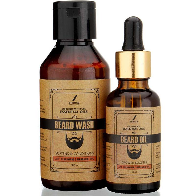 spruce shave club cedarwood & mandarin beard oil with beard wash