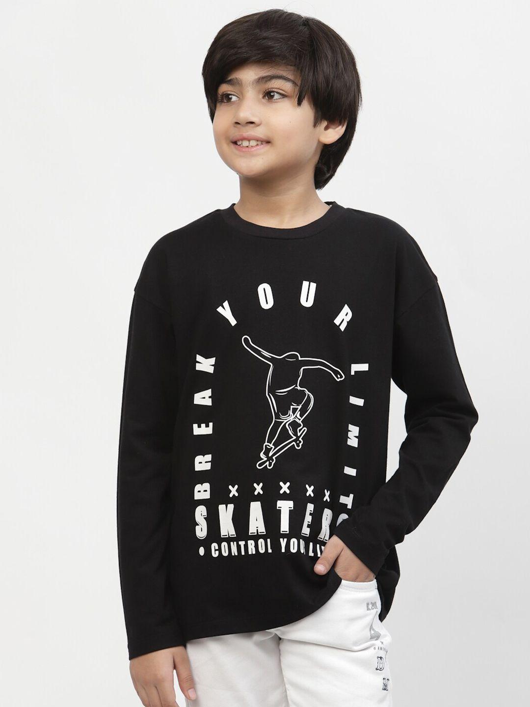 spunkies-boys-black-typography-t-shirt