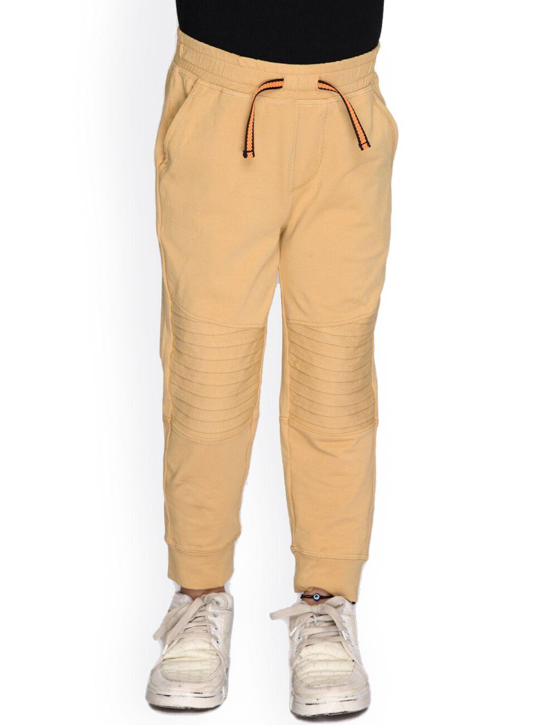 spunkies boys beige solid organic cotton track pants
