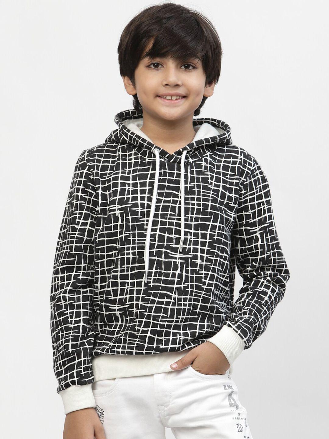 spunkies boys black printed hooded sweatshirt