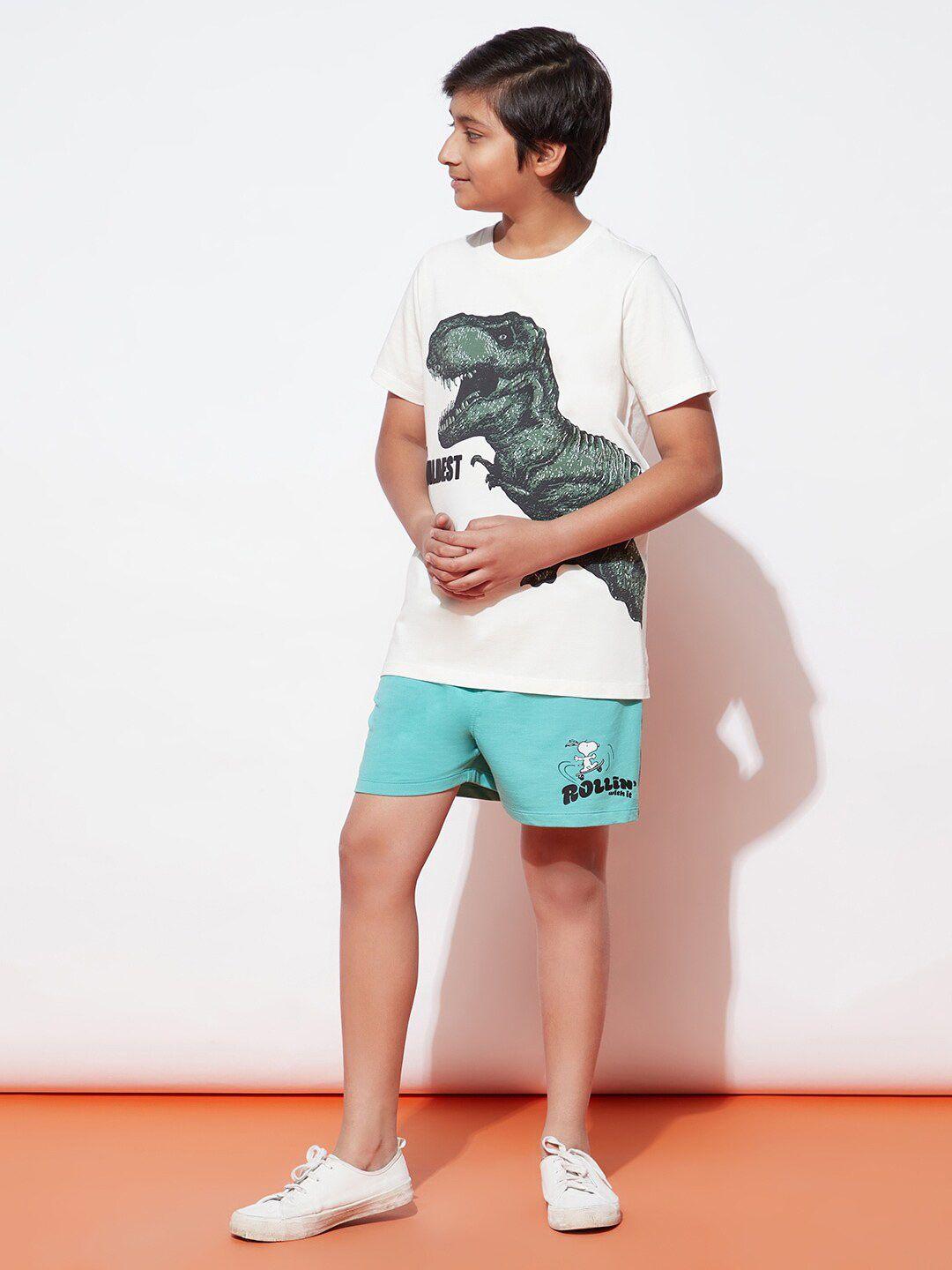 spunkies boys graphic printed pure cotton t-shirt with shorts