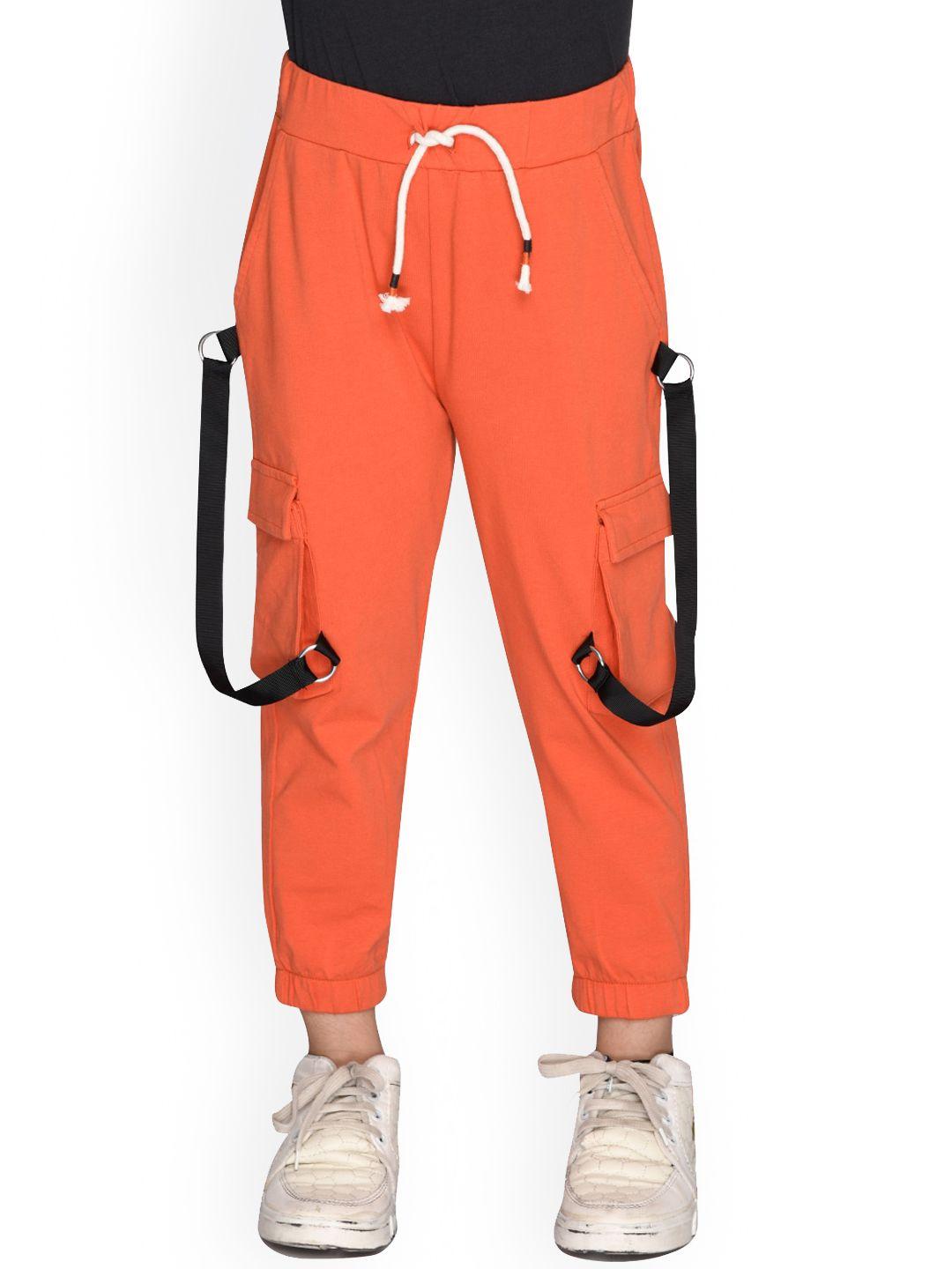 spunkies boys orange-colored solid organic cotton jogger