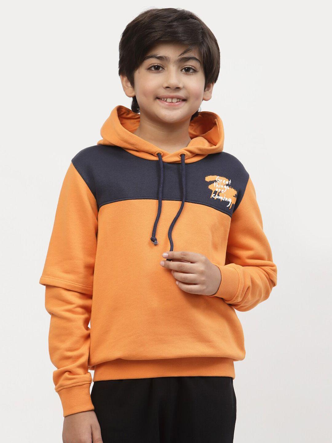 spunkies boys orange hooded sweatshirt