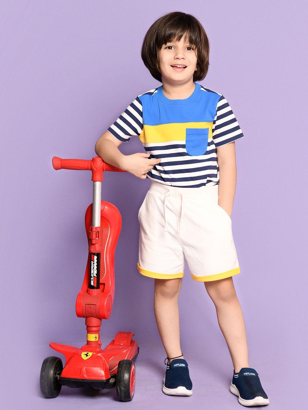 spunkies boys striped pure cotton t-shirt with shorts