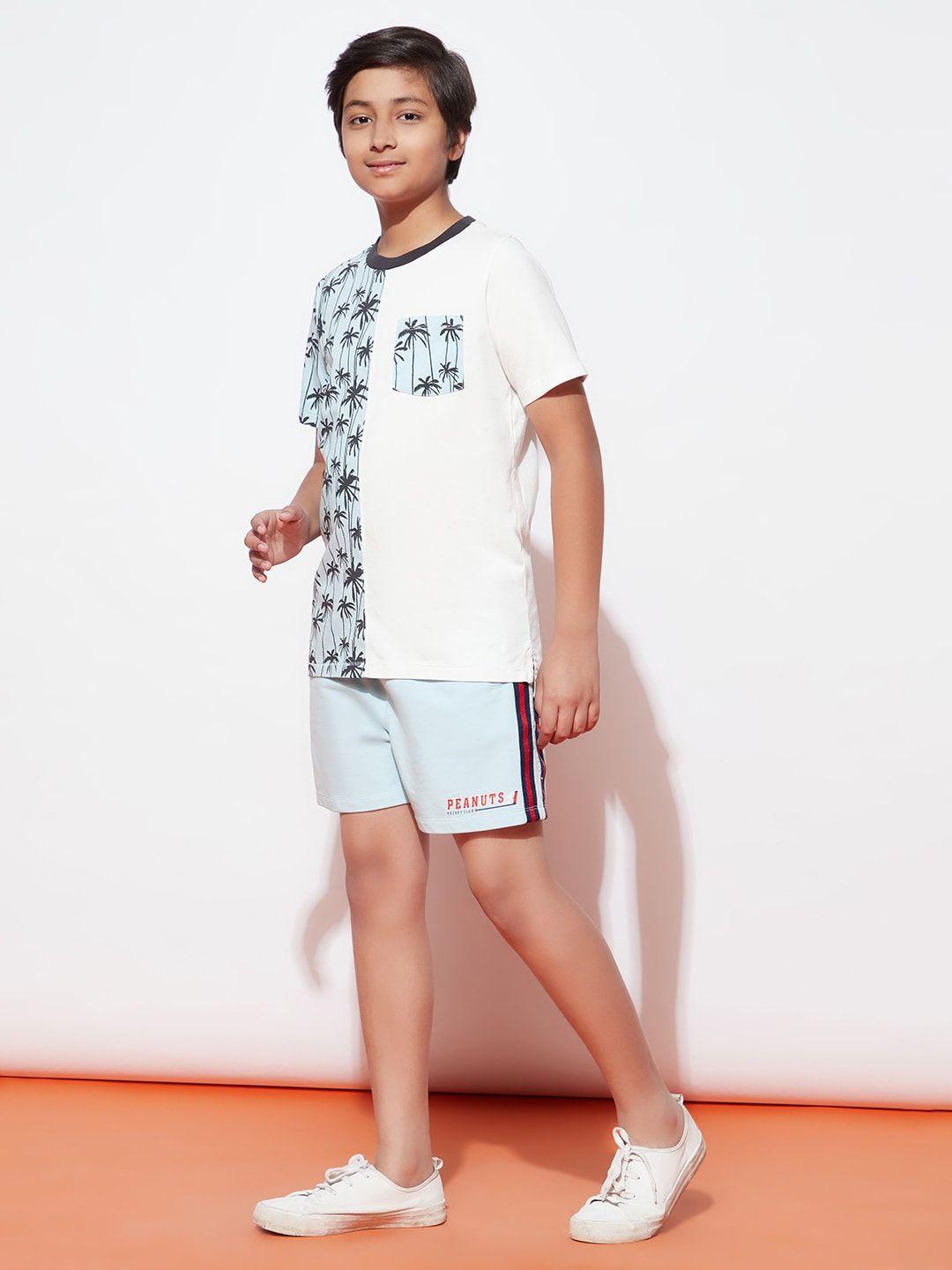 spunkies boys tropical printed pure cotton t-shirt with shorts