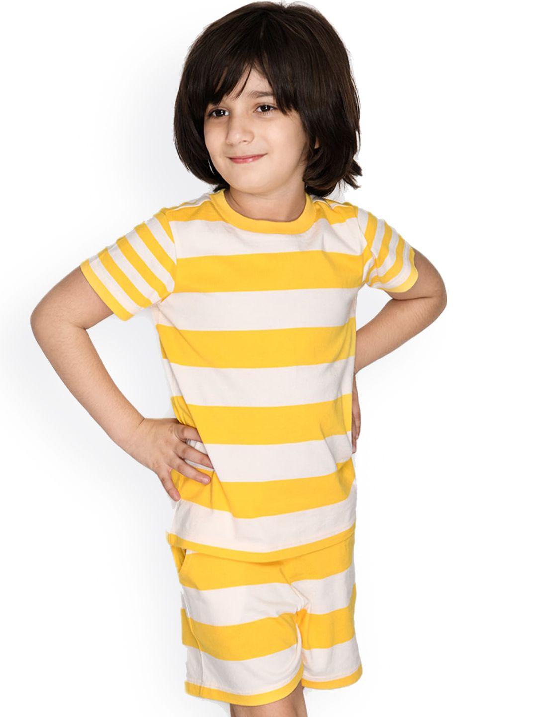 spunkies boys yellow & white striped night suit